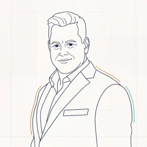 Line-art illustration of Chris Briggs