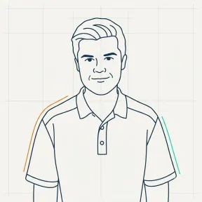 Line-art illustration of Michael Logan